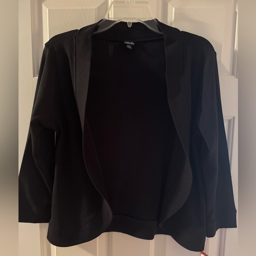 NWT - Rafaella Black Knit Cardigan with Draped Front. Size Medium.
